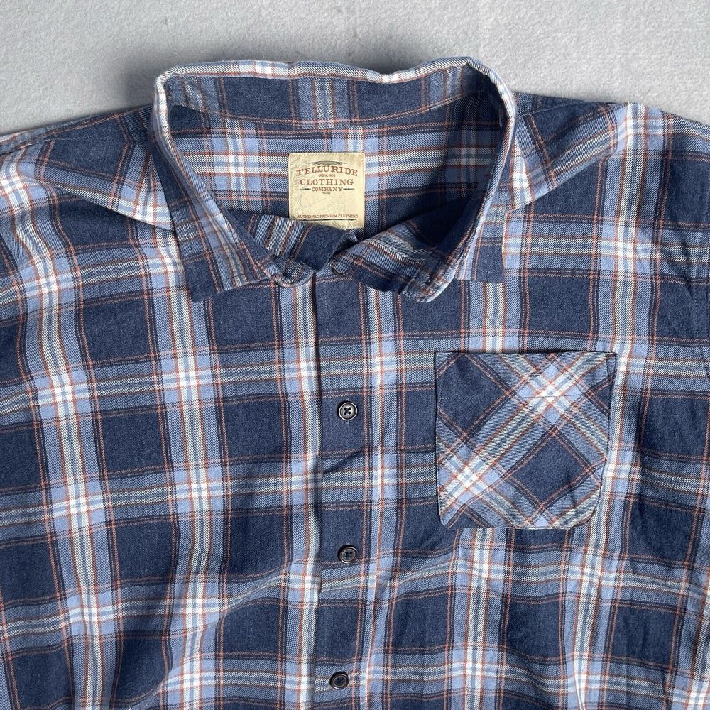 Telluride Clothing‎ Co. Plaid Button Up Long Sleeve Men Flannel Shirt XL Blue - Picture 2 of 8